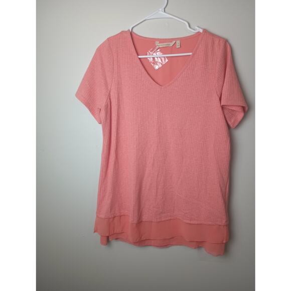 Soft Surrounding Textured V Neck Blouse Button Accents Women Small NWOT - Picture 1 of 6